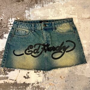 Ed Hardy Blue Denim Mini Skirt